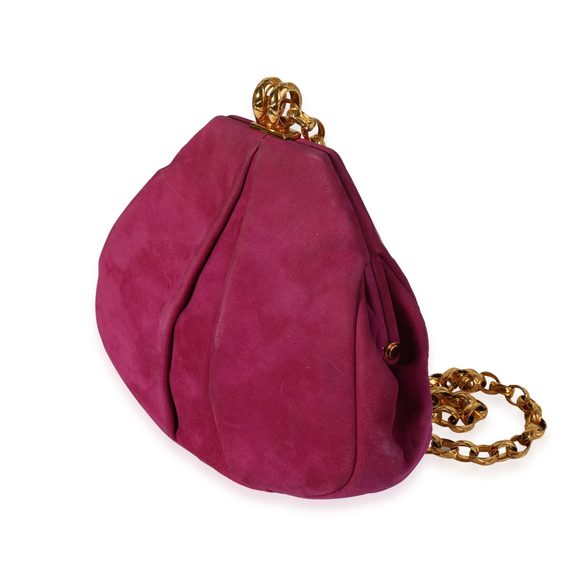 Chanel Vintage Fuchsia Pleated Suede Frame Bag - Picture 2 of 8